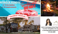 Immobilier camping à vendre, casse-croûte, piscine, baignade, vtt, campground for sale REF#16719